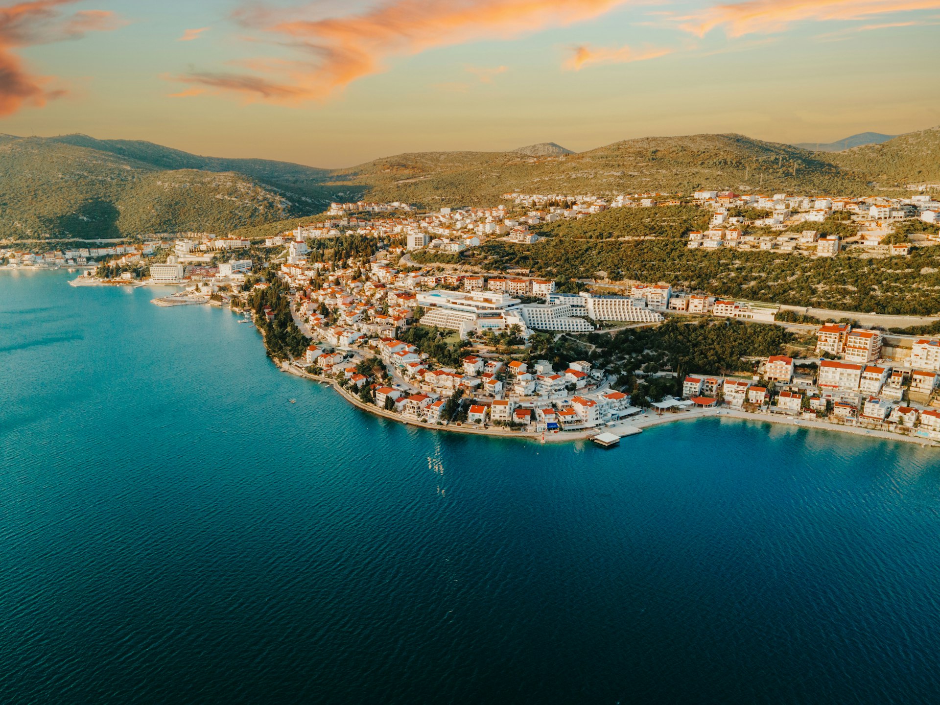 Aerial view of Neum coastline, Bosnia and Herzegovina
